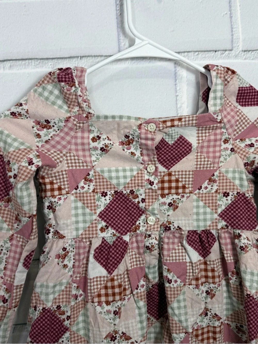Gymboree Girls sweet Patchwork Heart Print Cottagecore boho Long Sleeve Dress/7